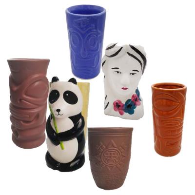 China Panda Tiki Mugs Wholesale Custom Ceramic Tiki Mugs Cocktail Panda Cup Funny Animal 3D Mug for sale