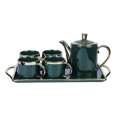 China Viable Porcelain Ceramic Coffee Cup Tea Gift Tea Set Sets Teapot And Cup Set 6 Pcs for sale