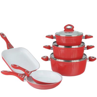 China Non Sustainable Hot Sale Aluminum Stick Cookware Set Pots and Filters 6 Pieces Cooking Pot Set Kitchen Cookware Sets for sale