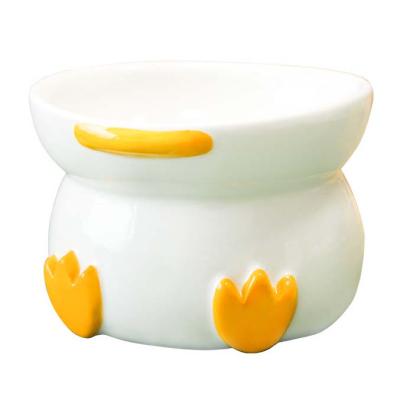 China New High Viable Thorn Cat Dog Pet Food Bowl Foot Protection Duck Shape Ceramic Cat Bowl for sale