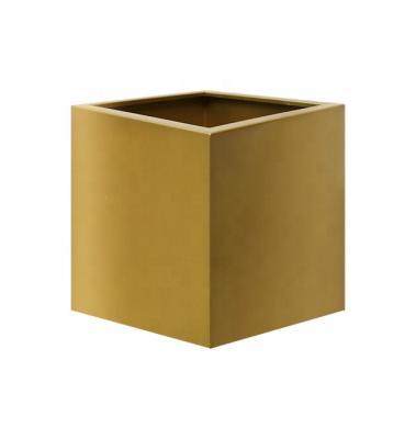 China Wholesale Modern Stainless Steel Square Brushed Office Floor Tree Planter Pot for sale