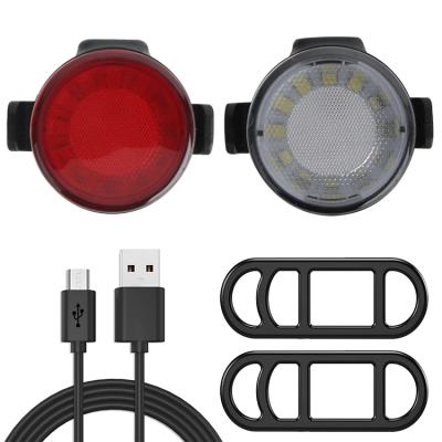 China Bike Safety USB Rechargeable White Red White Red Light Rear Warning Waterproof 6 Modes Bike Tail Led Light Set for sale