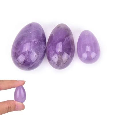 China Other Crystal Undrilled Natural Amethyst Egg Vaginal Tightening Jade Egg Health Pelvic Healing Care Natural Amethyst Egg Kegel Exercise Stone for sale