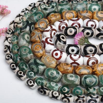 China 13*18mm Tibet Agate Drum Shaped Semi Precious Natural Gemstone Loose Beads From Tibet for sale