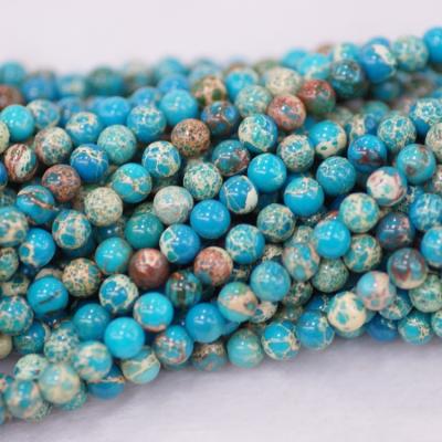 China Color Change Jasper Sea Sediment Turquoise Color 6mm Round Beads Imperial Jasper for sale