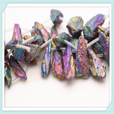 China ALLOY 2016 wholesale natural titanium quartz Aura Raw Druzy Crystal Point rough mixcolor for sale