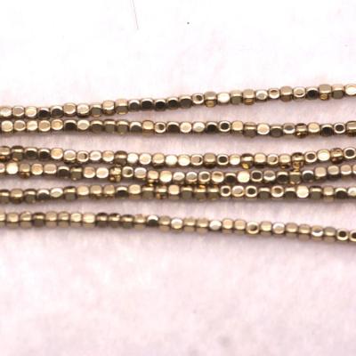 China Color Change Plated Loose Gold Hematite Cube 2X2mm Beads For Sale for sale