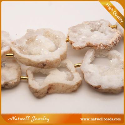 China Wholesale Color Change White Sliced ​​Druzy Quartz Loose Beads Slice Loose Sliced ​​Druzy Gemstone Jewelry Making for sale