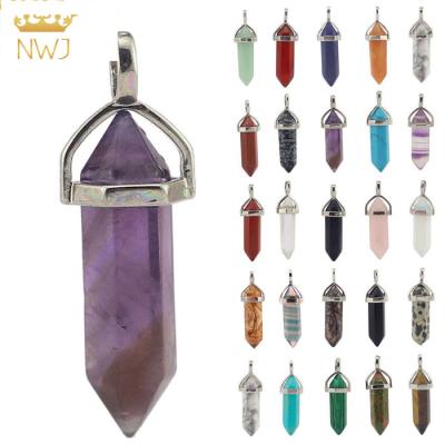 China Hexagonal Quartz Crystal Stone Necklace Pendant from Crystal Pointe White Natural Stone for sale