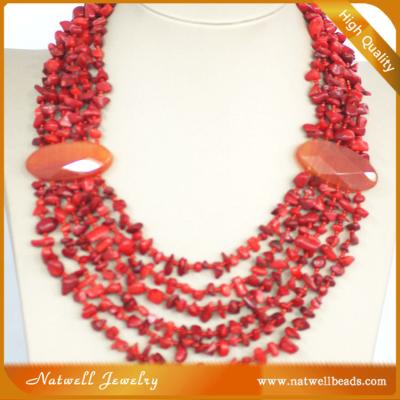 China Crystal Beautiful Beads Red Coral Chain Necklace for sale