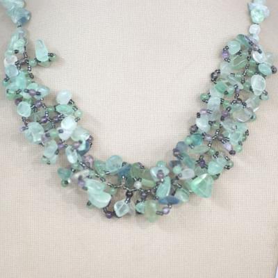 China Crystal Amethyst Mix Green Aventurine Long Chain Charm Stone Neckalce for sale