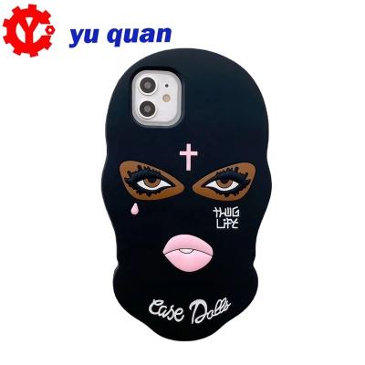 China 3D Anti-drop Black Face Girl Silicon Phone Case For iPhone 7 Plus 8 6 6s X XR XS Black Unique Phone Case Dolls Cases for sale