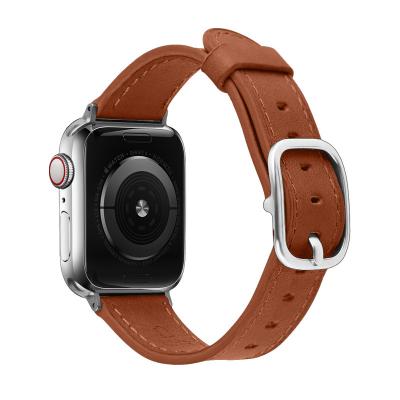 China High Quality Cowhide Leather Strap Custom 20mm 22mm Single Layer Durable Smart Watch Bands Cowhide Strap For Apple Watch iWatch Series 7 6 5 4 3 2 1 Se for sale