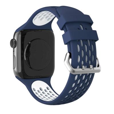 China Quick Release Waterproof Soft Silicone Doossy Air Hole Breathable Sports Wristbands with Classic Clasp for iWatch Se/7/6/5/4/3/2/1 Series for sale