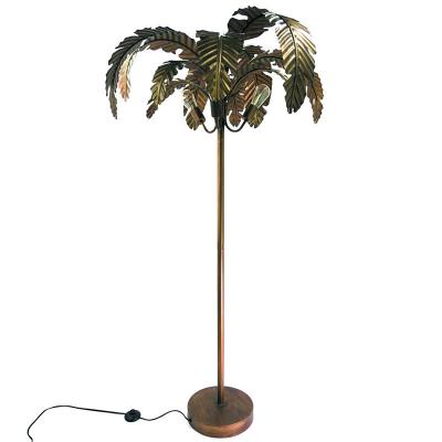 China Vintage Gold EUROPEAN Palm Leaves 4 Light Corner Post Floor Lamp for sale