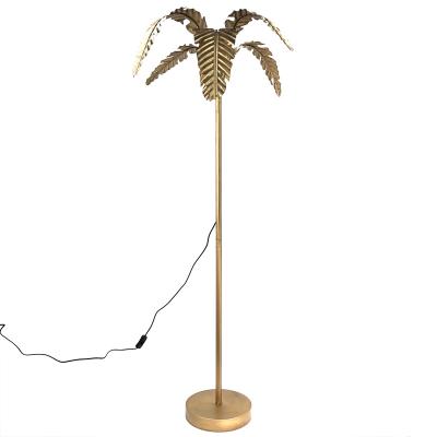 China Industrial Antique Tripod Palm Leaf Leaf Metal Nordic Gold Floor Lamp for sale