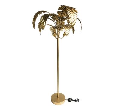 China Vintage Floor Lamp Gold Palm Leaf Corner Position Floor Lamp for Bedroom for sale