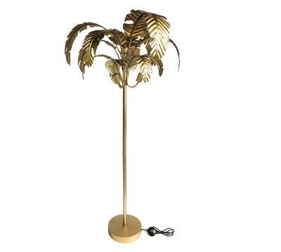 China Vintage Floor Lamp Nordic Gold Palm Leaf Corner Standing Floor Lamp For Living Room for sale