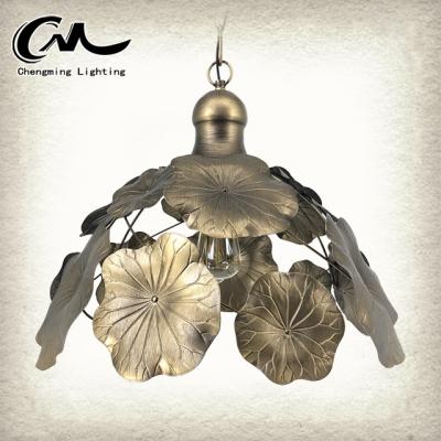 China Residential Metal Brass Gold Leaf Chandeliers Pendant Lights for sale