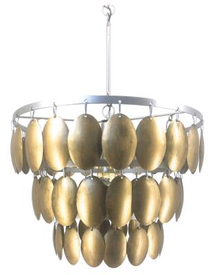 China Residential Modern Metallic Coastal Cottage Capiz Shell Chandelier With Hand Painted Bronze Finish for sale