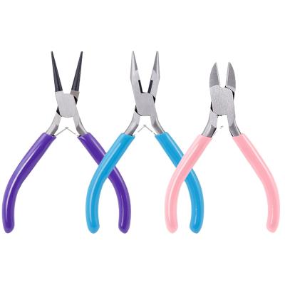 China Metal Jewelry Steel Pliers Set 3 Pack Jewelry Making Tool Kit Include Round Nose Needle Nose Pliers Wire Cutters For Jewelry Making for sale