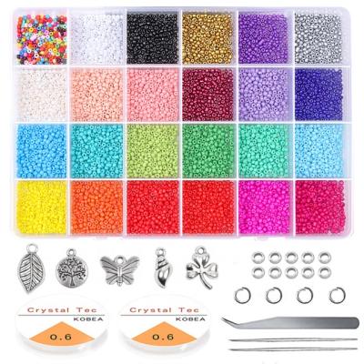 China Durable 3mm 14 Types Seed Glass Beads Started Kit Small Craft Beads with Tool Kit for DIY Craft Bracelet Jewelry Making Dropshipping for sale