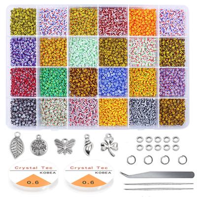 China Beads For Jewelry Making 4mm 14 Types Seed Glass Beads Started Kit Small Craft Beads With Tool Kit For DIY Craft Bracelet Jewelry Making Dropshipping for sale