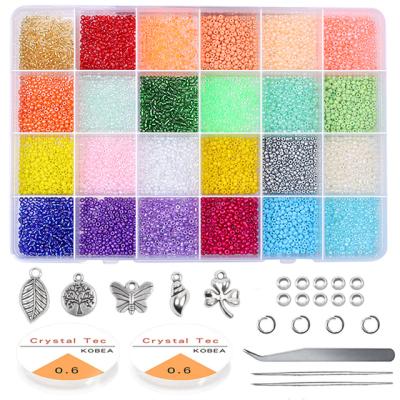 China 2mm Seed Glass Beads Started Kit Small Craft Beads with Tool Kit for DIY Craft Bracelet Jewelry Making Supplies 2mm 3mm 4mm for sale