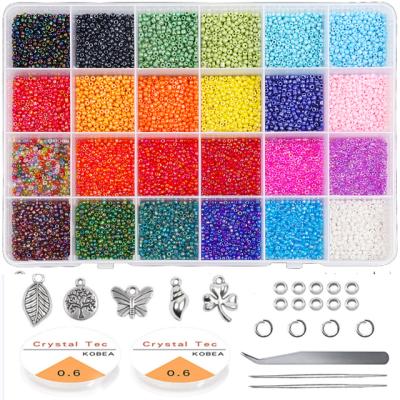 China Seed Glass Beads Started Kit Small Craft Beads with Tool Kit for DIY Craft Bracelet Jewelry Making Supplies 2mm 3mm 4mm for sale