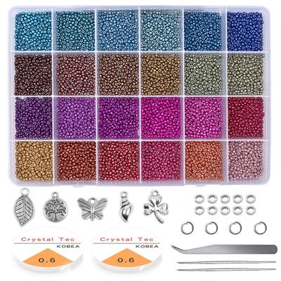 China Seed Glass Beads Started Kit Small Craft Beads with Tool Kit for DIY Craft Bracelet Jewelry Making Supplies 2mm 3mm 4mm for sale