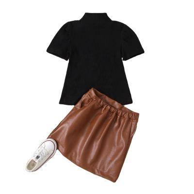 China 2022 Viable New Summer Style Leather Kids Girls Clothing Leather Skirts For Kids Girls for sale