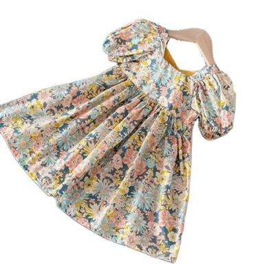 China Anti-wrinkle kids girl apparel kids clothes bridesmaids dress with floral print custom wholesale wear seller designers summer kids for sale