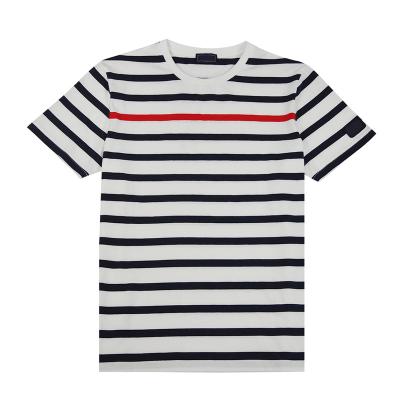 China China Manufacturer Wholesale Customize Breathable Cotton Crewneck Striped T-Shirt for sale