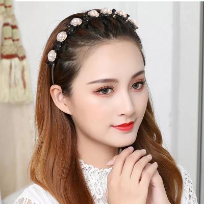 China Comfortable Soft Rhinestone Double Bangs Headdress Headband Hairpins Hair Accessories With Clip for sale