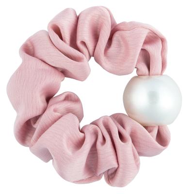 China Fashionable simple korean high quality simple hair scrunchies korean simple fashionable high quality hair scrunchies nc ins satin hair rope girl big pearl elastic hair ponytail holders ladies hair tie for sale