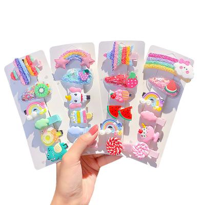 China Cute 6 Pcs/Set Cartoon Hair Clips Kids Rainbow Hairpins Barrettes Hair Clips Accessories For Girls for sale