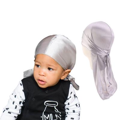 China Sunscreen Kids Durag Boys Headwrap Baby Silky Hood Hat Silk Du Rag for sale