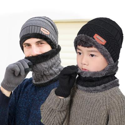 China Custom Thick 3 Piece COMMON Winter Hat Scarf Glove Set Acrylic Winter Warm Hats For Women Men for sale