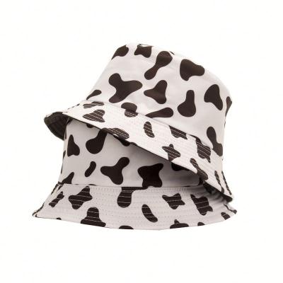 China Reversible Fisherman Caps For Woman New To Summer Bucket Hat Black White Cow Print Image for sale