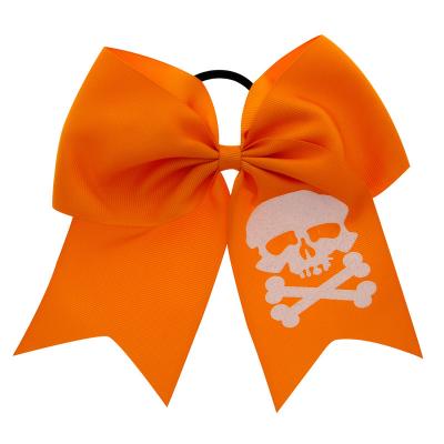 China Wholesale Newest Cheering Halloween Bow Kids Dress Up Bowknot Hair Tie Bat Skull Halloween Bow Head Rope Large for sale