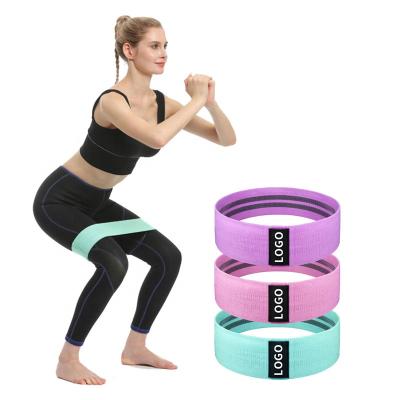 China High Elasticity Non-rolling Hip Circle Gym Exercise Fabric Custom Adjustable Loop Stretching Resistance Bands For Fitness for sale