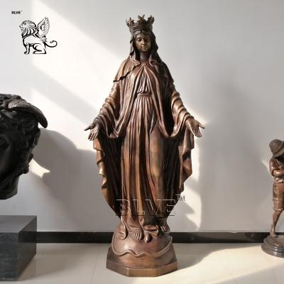 China Life Size Catholic Religious Mary Sculpture Statue Europe BLVE Mother Bronze Statues Virgin Mary For Church for sale