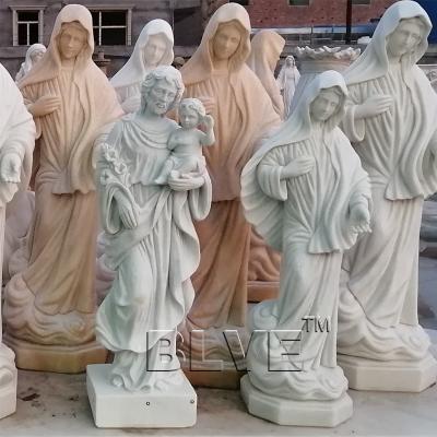 China Small Size Modern Home Decor St Joseph Marble Jesus Statue Stone Religious Sculpture And Child for sale