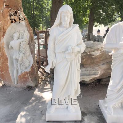 China EUROPEAN BLVE Hand Carving Outdoor Garden Jesus Statue Life Size Western Religious Sculpture White Marble Church Decoration Stone for sale