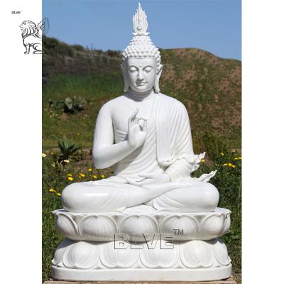 China BLVE Modern Life Size Religious Sitting Stone Buddha Carvings And White Marble Sculptures Garden Buddha Statue for sale