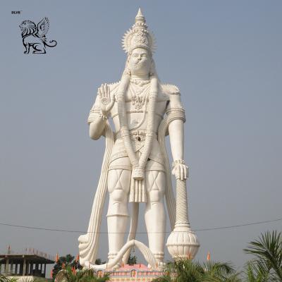 China BLVE Large Modern Outdoor Indian Religious White Stone Standing Hindu Statues Hanuman God Marble Statue for sale