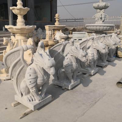 China Modern Life Size Stone Statue Animal Outdoor Decoration Gargoyles White Marble Sculpture MASM-02 for sale