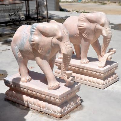 China Large Modern Outdoor Natural Stone Carving Sculpture Garden Marble Elephant Animal Statues for sale