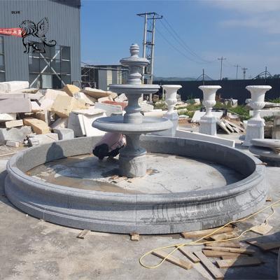 China Modern Simple Style Outdoor Garden Gray Marble Water Fountain Cheap Marble Fountain MFG-12 3 Tier Tall for sale