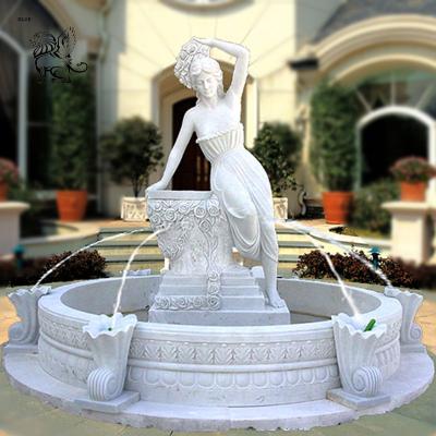 China BLVE Modern Hand Carved Marble Outdoor Wedding Decorative Garden Woman Water Fountain With Lady Statue for sale